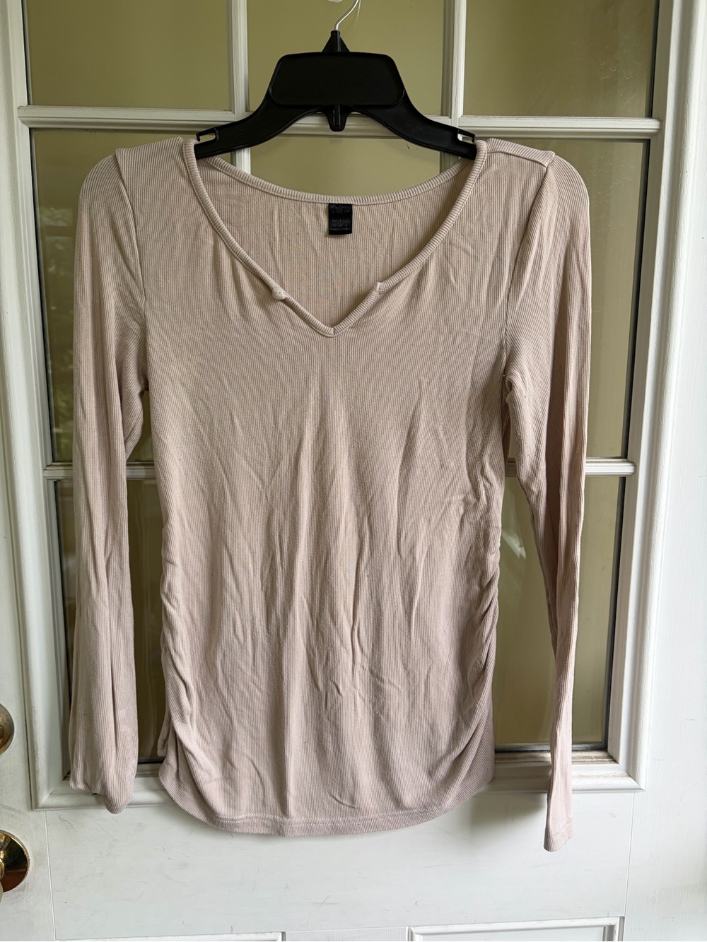 Women’s Maternity Long Sleeve V-Neck Top - Light Beige